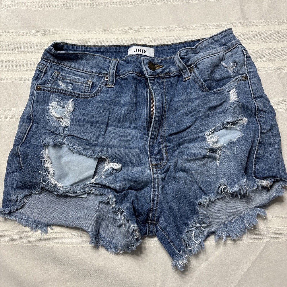 JBD Women's large distressed denim cutoff shorts